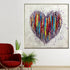 Miranda Colour Dripping Heart Hand painted Wall Painting (With Outer Floater Frame)